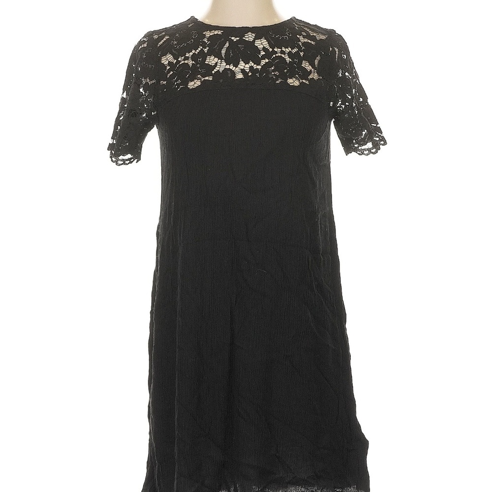 Black Lace and Gauze Swing Dress